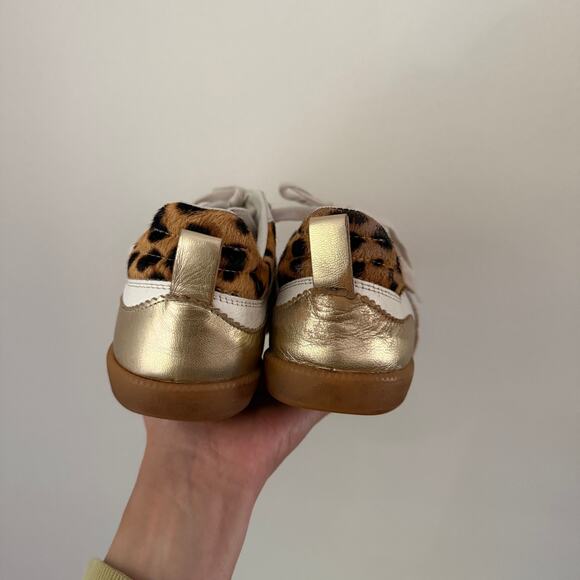 Boden Erin Retro Tennis Sneaker Femme Blanche Leopard - Picture 5 of 7